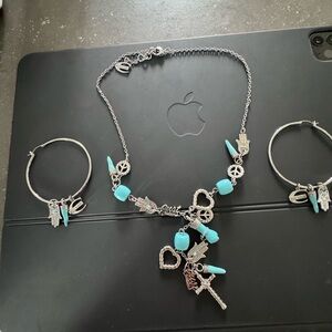 Silver and Blue Necklace with Turquoise Beads